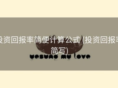投资回报率简便计算公式 (投资回报率简写)