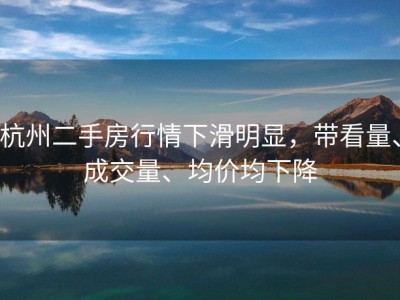 杭州二手房行情下滑明显，带看量、成交量、均价均下降