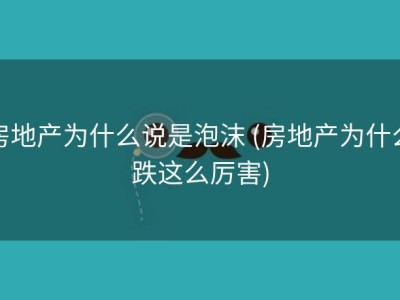 房地产为什么说是泡沫 (房地产为什么跌这么厉害)