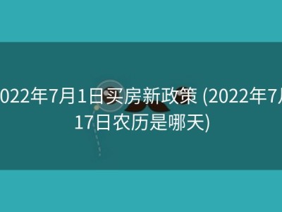 2022年7月1日买房新政策 (2022年7月17日农历是哪天)