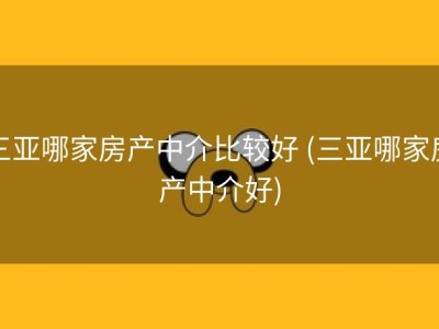 三亚哪家房产中介比较好 (三亚哪家房产中介好)