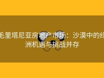 毛里塔尼亚房地产市场：沙漠中的绿洲机遇与挑战并存