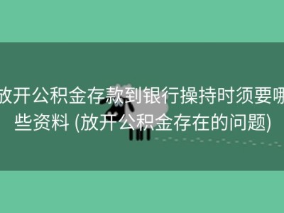 放开公积金存款到银行操持时须要哪些资料 (放开公积金存在的问题)
