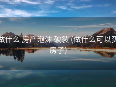 做什么 房产泡沫 破裂 (做什么可以买房子)