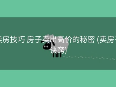 卖房技巧 房子卖出高价的秘密 (卖房子诀窍)