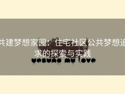 共建梦想家园：住宅社区公共梦想追求的探索与实践
