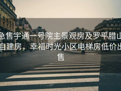 急售宇通一号院主景观房及罗平腊山自建房，幸福时光小区电梯房低价出售
