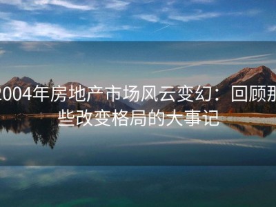 2004年房地产市场风云变幻：回顾那些改变格局的大事记