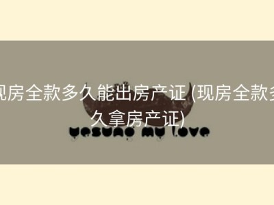 现房全款多久能出房产证 (现房全款多久拿房产证)