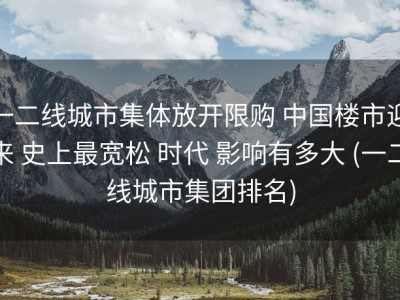 一二线城市集体放开限购 中国楼市迎来 史上最宽松 时代 影响有多大 (一二线城市集团排名)