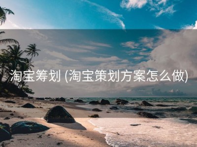 淘宝筹划 (淘宝策划方案怎么做)