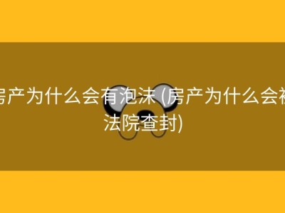 房产为什么会有泡沫 (房产为什么会被法院查封)