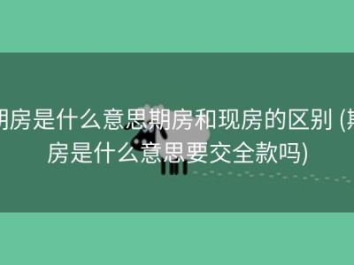 期房是什么意思期房和现房的区别 (期房是什么意思要交全款吗)