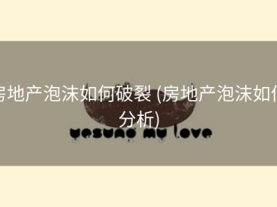 房地产泡沫如何破裂 (房地产泡沫如何分析)