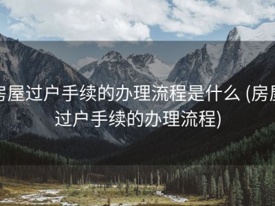 房屋过户手续的办理流程是什么 (房屋过户手续的办理流程)