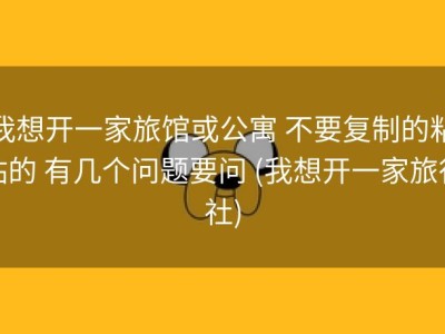 我想开一家旅馆或公寓 不要复制的粘贴的 有几个问题要问 (我想开一家旅行社)