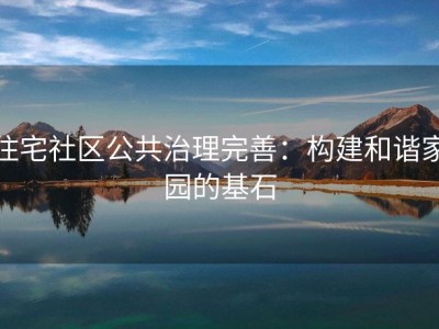 住宅社区公共治理完善：构建和谐家园的基石