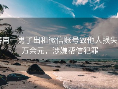 海南一男子出租微信账号致他人损失 5 万余元，涉嫌帮信犯罪