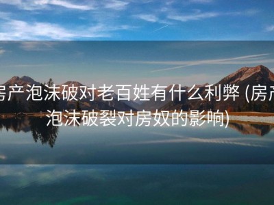 房产泡沫破对老百姓有什么利弊 (房产泡沫破裂对房奴的影响)