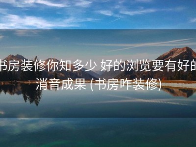 书房装修你知多少 好的浏览要有好的消音成果 (书房咋装修)