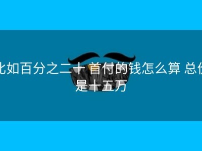 比如百分之二十 首付的钱怎么算 总价是十五万