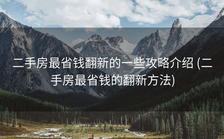 二手房最省钱翻新的一些攻略介绍 (二手房最省钱的翻新方法)