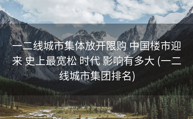 一二线城市集体放开限购 中国楼市迎来 史上最宽松 时代 影响有多大 (一二线城市集团排名)