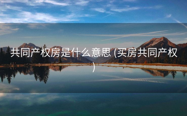 共同产权房是什么意思 (买房共同产权)