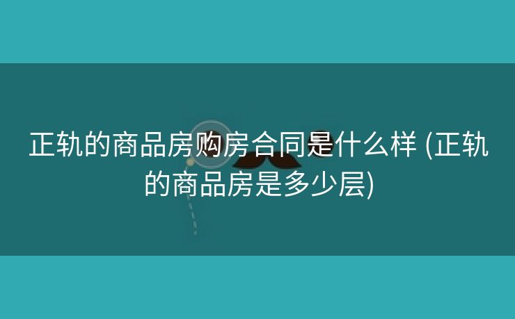 正轨的商品房购房合同是什么样 (正轨的商品房是多少层)