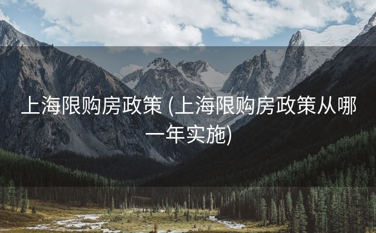 上海限购房政策 (上海限购房政策从哪一年实施)