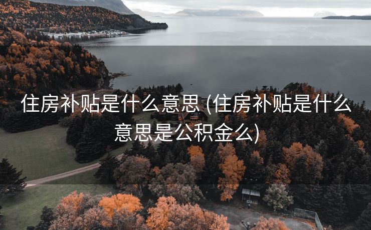 住房补贴是什么意思 (住房补贴是什么意思是公积金么)