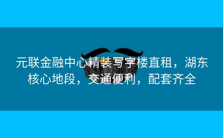 元联金融中心精装写字楼直租，湖东核心地段，交通便利，配套齐全