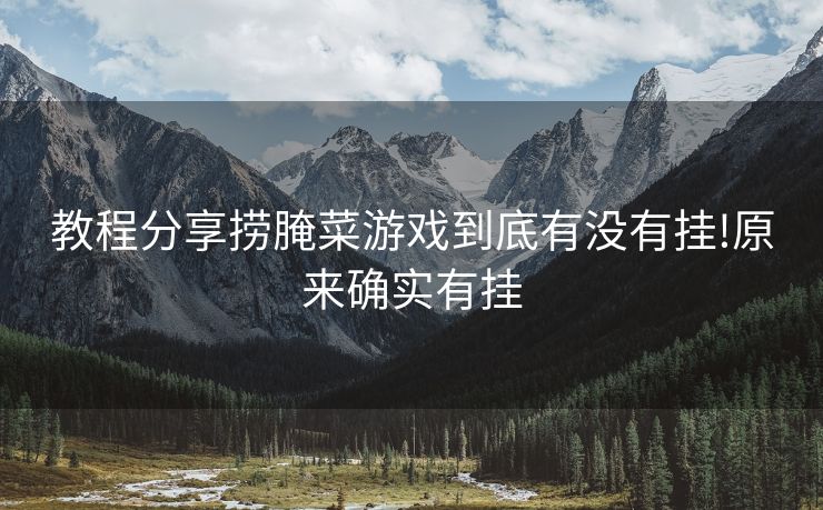 教程分享捞腌菜游戏到底有没有挂!原来确实有挂